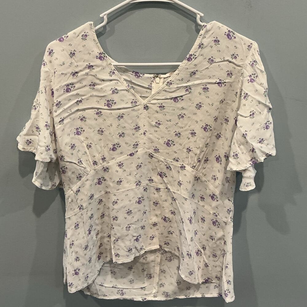 Vintage Loft Womens Babydoll Top Size 12 Large Ditsy Floral Cottagecore Coquette